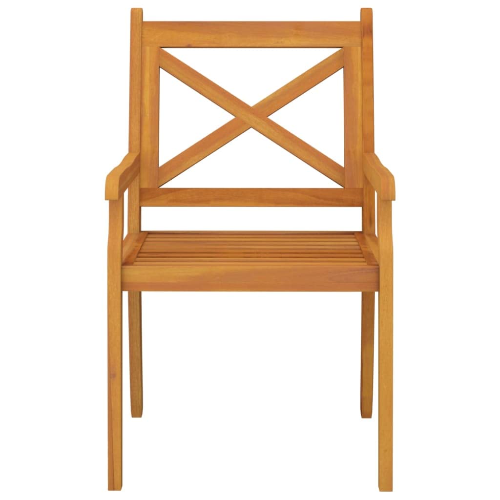 vidaXL Solid Acacia Wood Patio Dining Chairs - Set of 2, Outdoor Garden Furniture with Comfortable Armrests and Stylish Cross Slatted Design