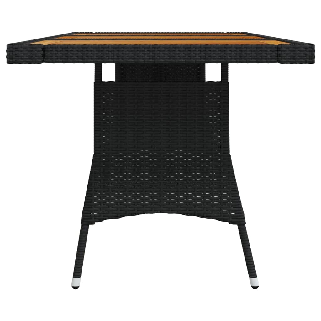 vidaXL Poly Rattan Patio Table with Solid Acacia Wood Top - Thumbnail 5