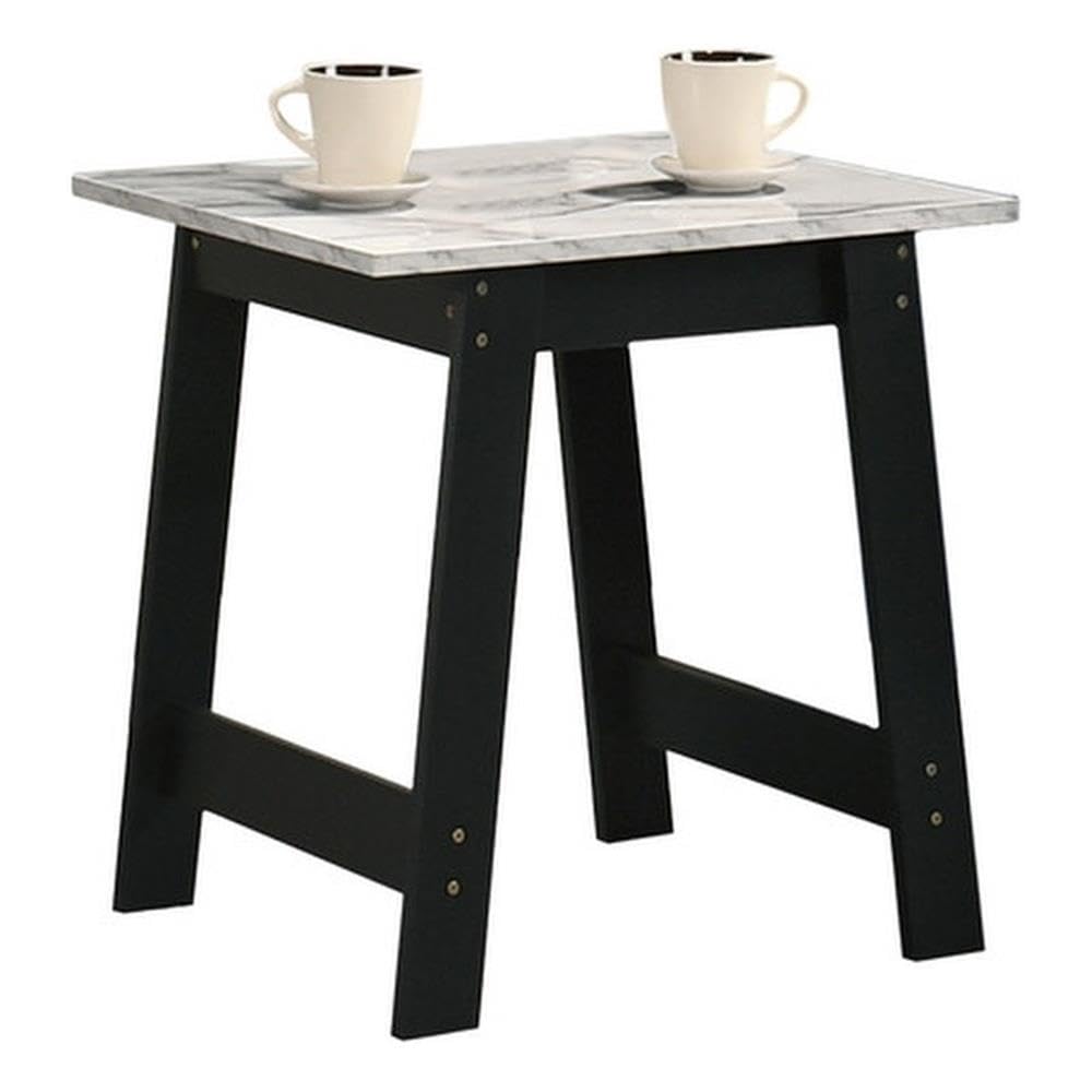 Lilola Home Kenzo Black End Table with Faux Marble Top Finish