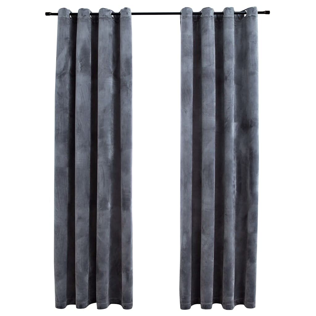 vidaXL Elegant Velvet Blackout Curtains with Rings - Perfect for Home and Office - Anthracite Color - 54&quot;x63&quot; - Machine Washable - Set of 2