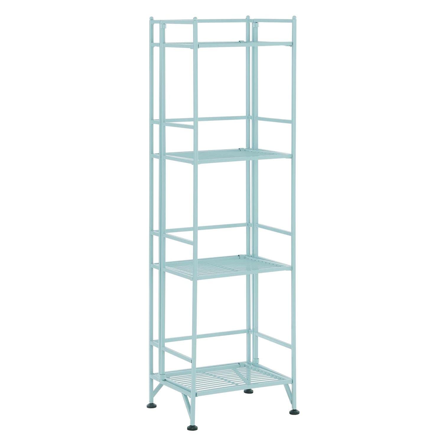 Convenience Concepts Xtra Storage 4Tier Folding Metal Shelf, Seafoam, 13D x 11.25W x 45H in