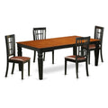 East West Furniture LGNI5-BCH-LC Logan 5 Piece Set Includes a Rectangle Dining Table with Butterfly Leaf and 4 Faux Leather Kitchen Room Chairs, 42x84 Inch, Black & Cherry