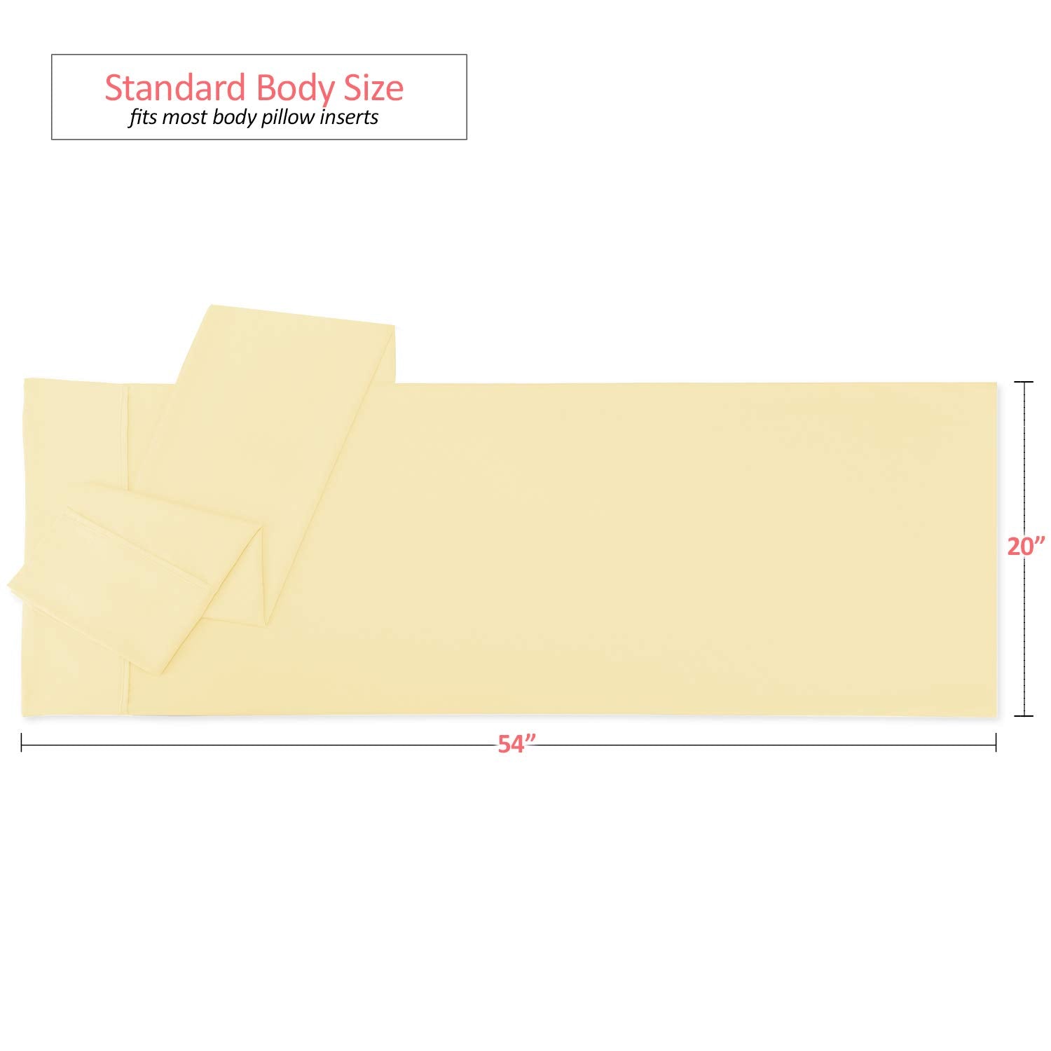 Nestl Body Pillow Cover - Soft Body Pillow Pillowcase - Lightweight Custard Yellow Pillowcase - Microfiber Body Pillow Case Cover - 20X54 Inches - Envelope Closure, Set Of 2