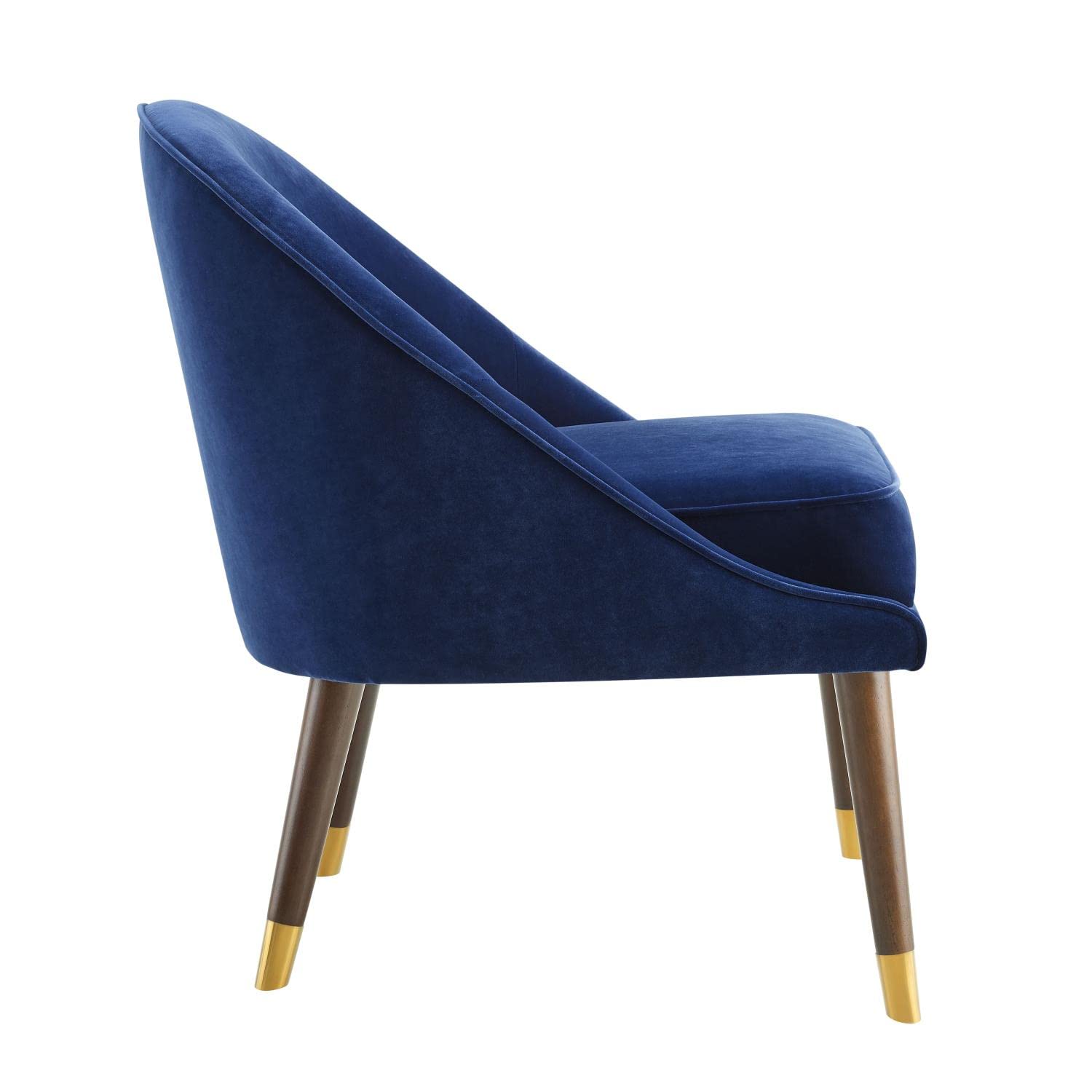 Steve Silver Co Avalon Sapphire Blue Velvet Accent Tubular Hardwood Legs, Brass Tips, Mid-Century Modern Design Chair, 24.5 x 27 x 30, Navy