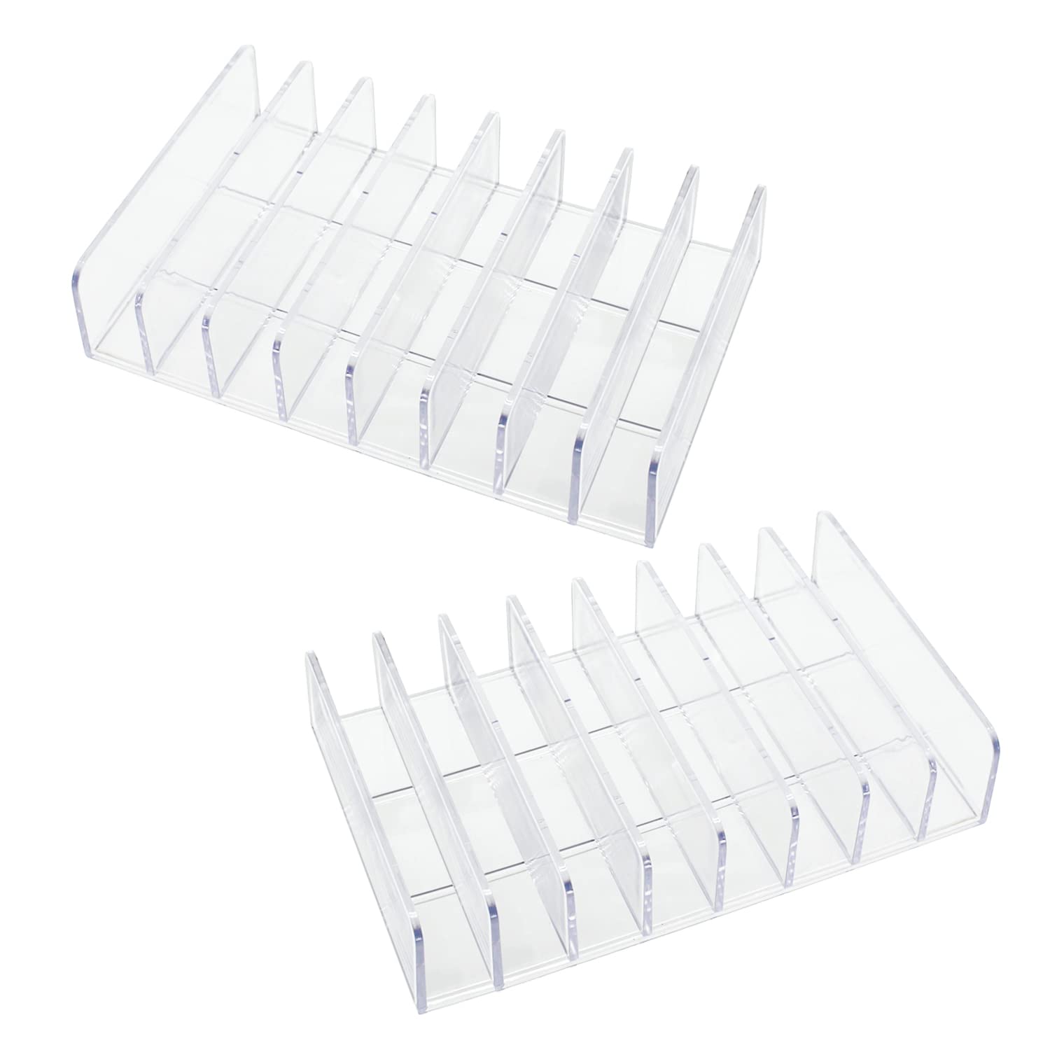 Halyuhn Acrylic Mail Holder 2 Pack, 7 Slots Clear Desk Organizer For Sorting Mail, Clear Bill Money Organizer For Envelope, Card