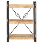 vidaXL 3-Tier Industrial Style Bookcase Made from Solid Mango Wood and Powder-Coated Steel Frame, Suitable for Home or Office Use, Space-Saving Bookshelf with Retro Design - Brown