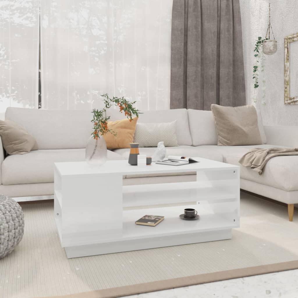 vidaXL Coffee Table White 40.2"x21.7"x16.9" Engineered Wood