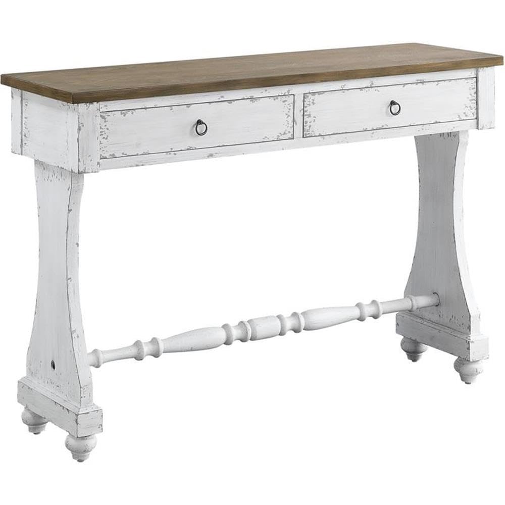 Acme Carminda Wooden Console Table with 2 Storage Drawers in Antique White