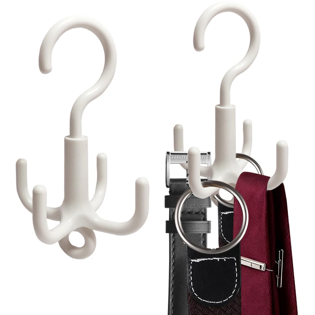 Zibuyu 2 Pcs MultiFunction Closet Hanging Organizer Hangers  360 Degree Rotatable 4 Claw Hooks For Hanging, Hangers For Clothe