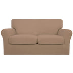 Easy-Going 3 Pieces Stretch Soft Couch Cover For Dogs - Washable Sofa Slipcover For 2 Separate Cushion Couch - Elastic Furniture Protector For Pets, Kids (Loveseat, Camel, Medium)