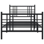 vidaXL Single Metal Bed Frame - Black, Steel Construction, Central Leg Support, Headboard, Footboard, Underbed Storage Space