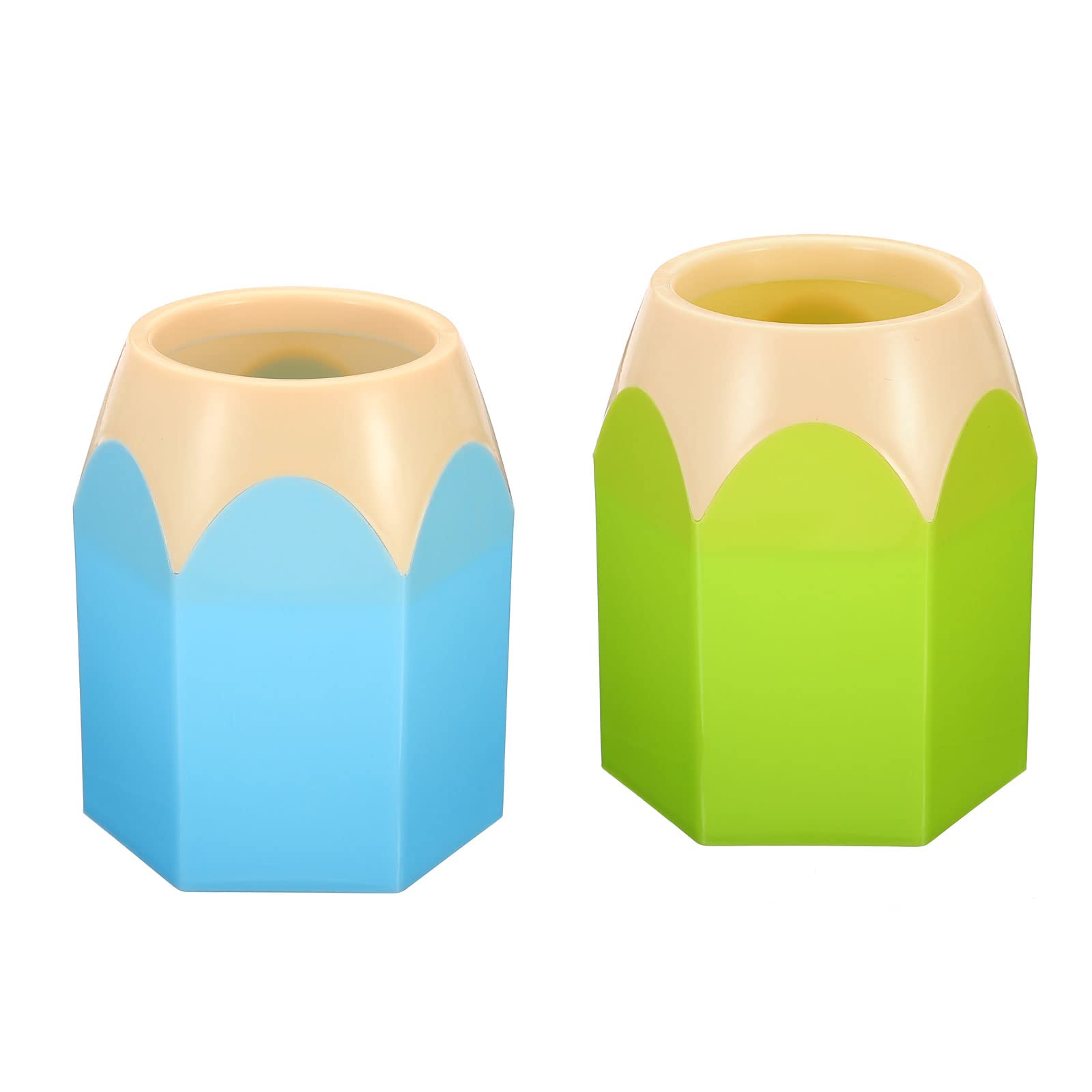 Patikil Pencil Holder, 2 Pack Pen Holder For Desk Cute Plastic Pencil Holder For Desk Pencil Holders Cup Organizer Pencil Shape,