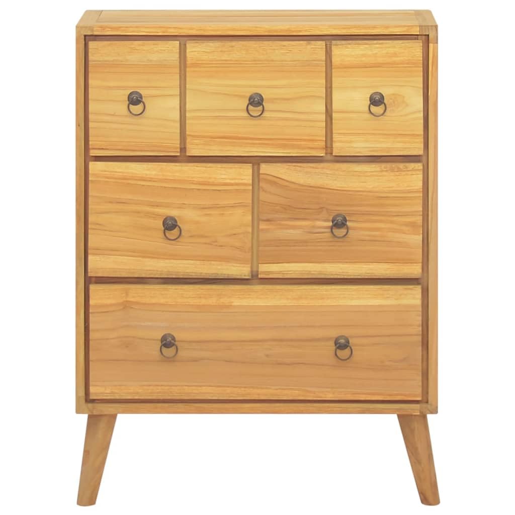 vidaXL Chest of Drawers 22&quot;x11.8&quot;x31.5&quot; in Solid Teak Wood with Rustic Finish, Vintage Furniture with Storage Space, Ideal for Living Room or Bedroom, Brown