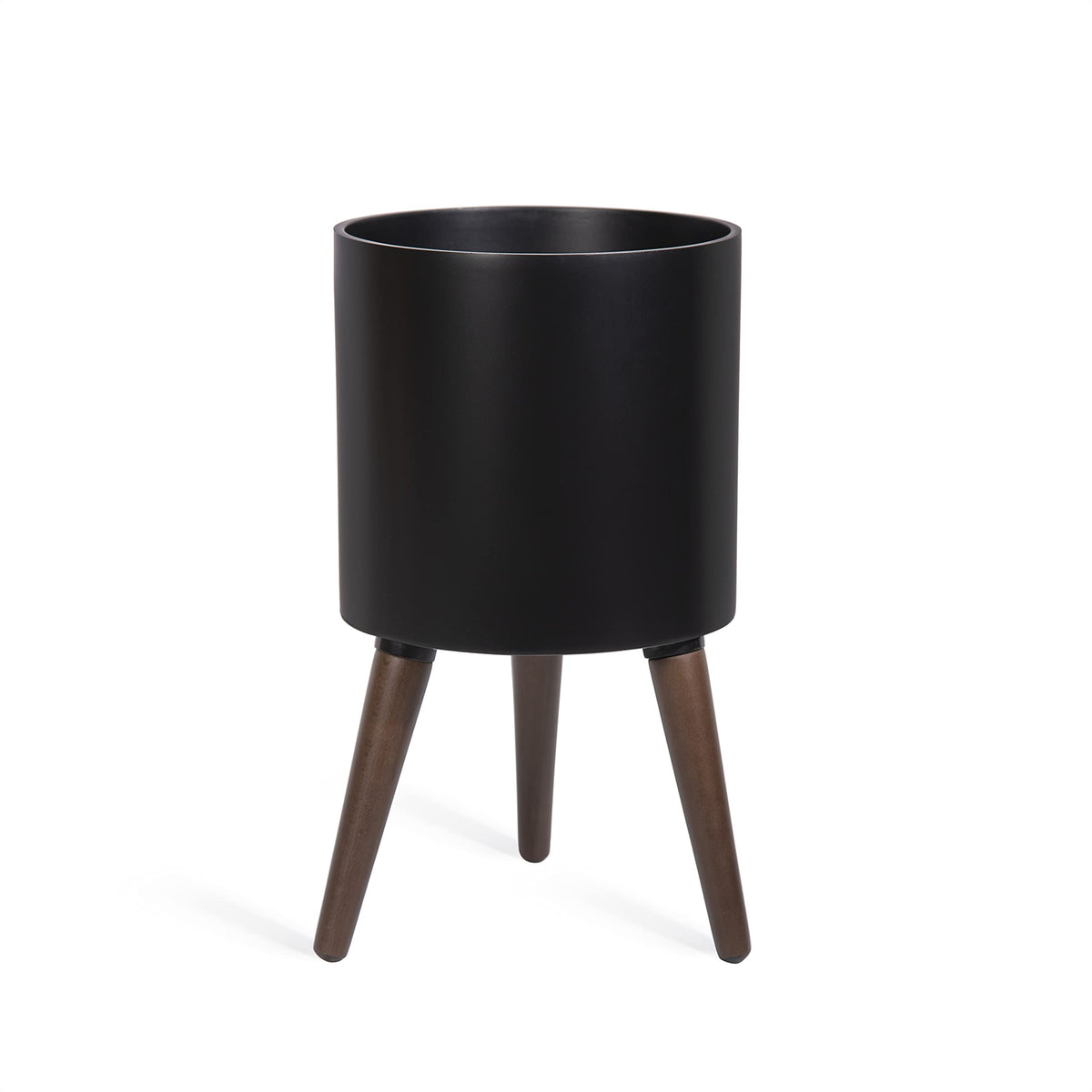 10 Inch Planter Pot With Stand, Mid-Century Tall Plant Pot With Legs For Indoor Plants, Medium, Black, 88-O-M-B