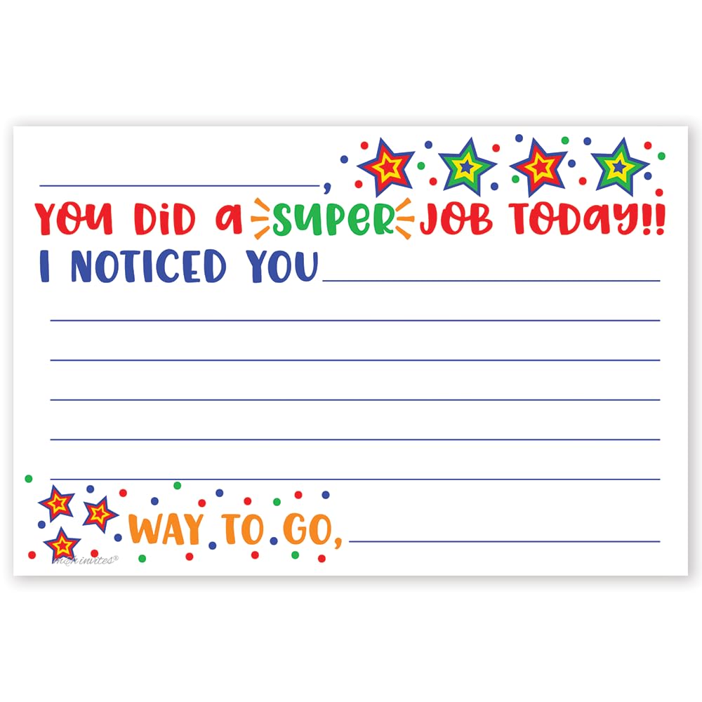 Super Job - Teacher Notes To Parents - Classroom Incentive Cards To Send Home - Motivational Good Behavior Cards [Package Of 50]