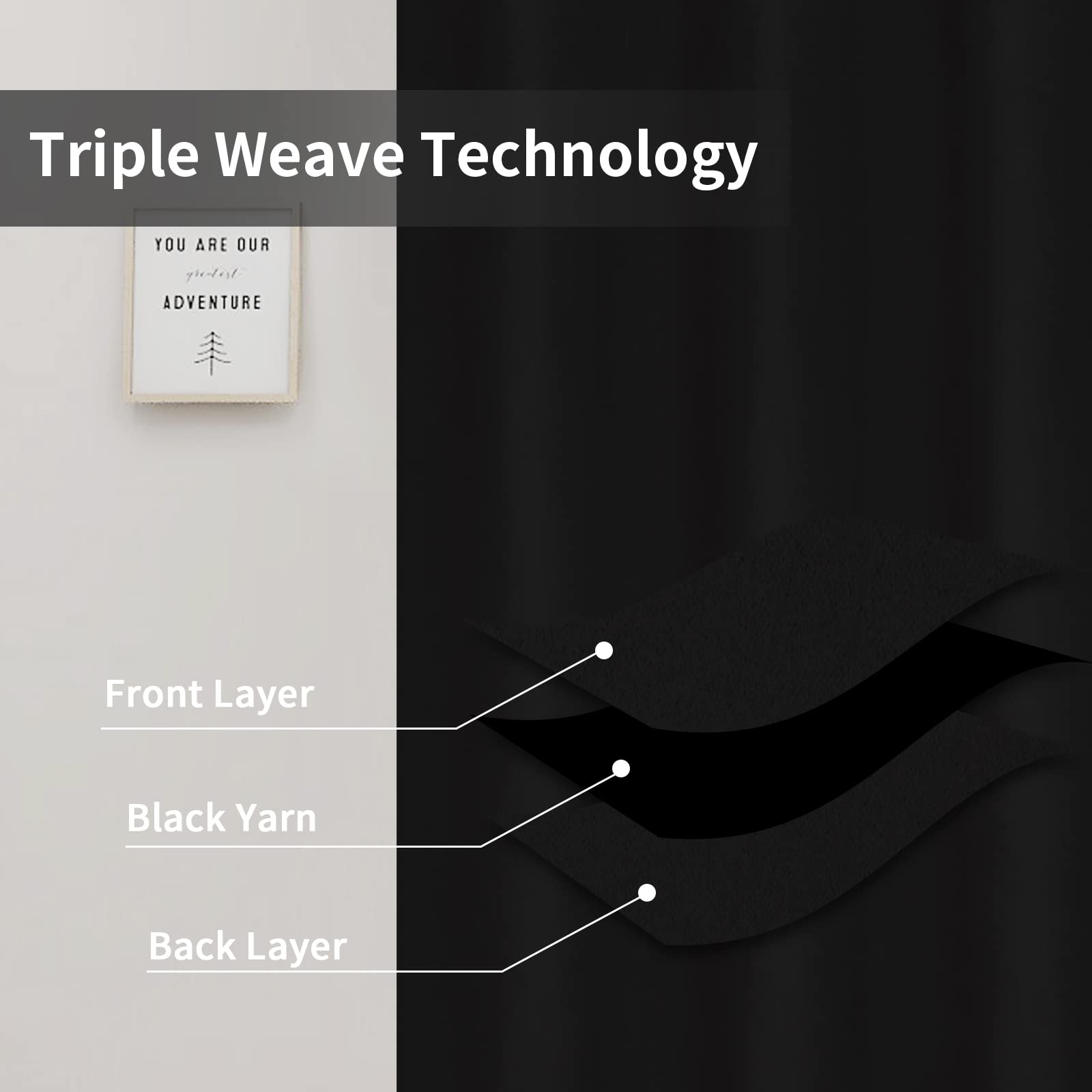 Easy-Going Blackout Curtains For Bedroom, Solid Thermal Insulated Grommet And Noise Reduction Window Drapes, Room Darkening Curtains For Living Room, 2 Panels (34X45 In, Black)