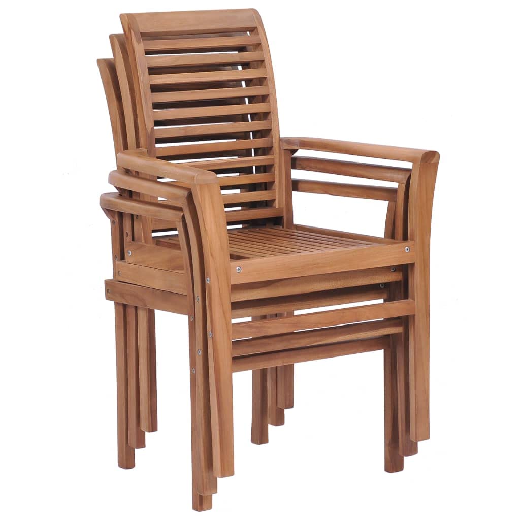 vidaXL 2 pcs Solid Teak Stacking Dining Chairs