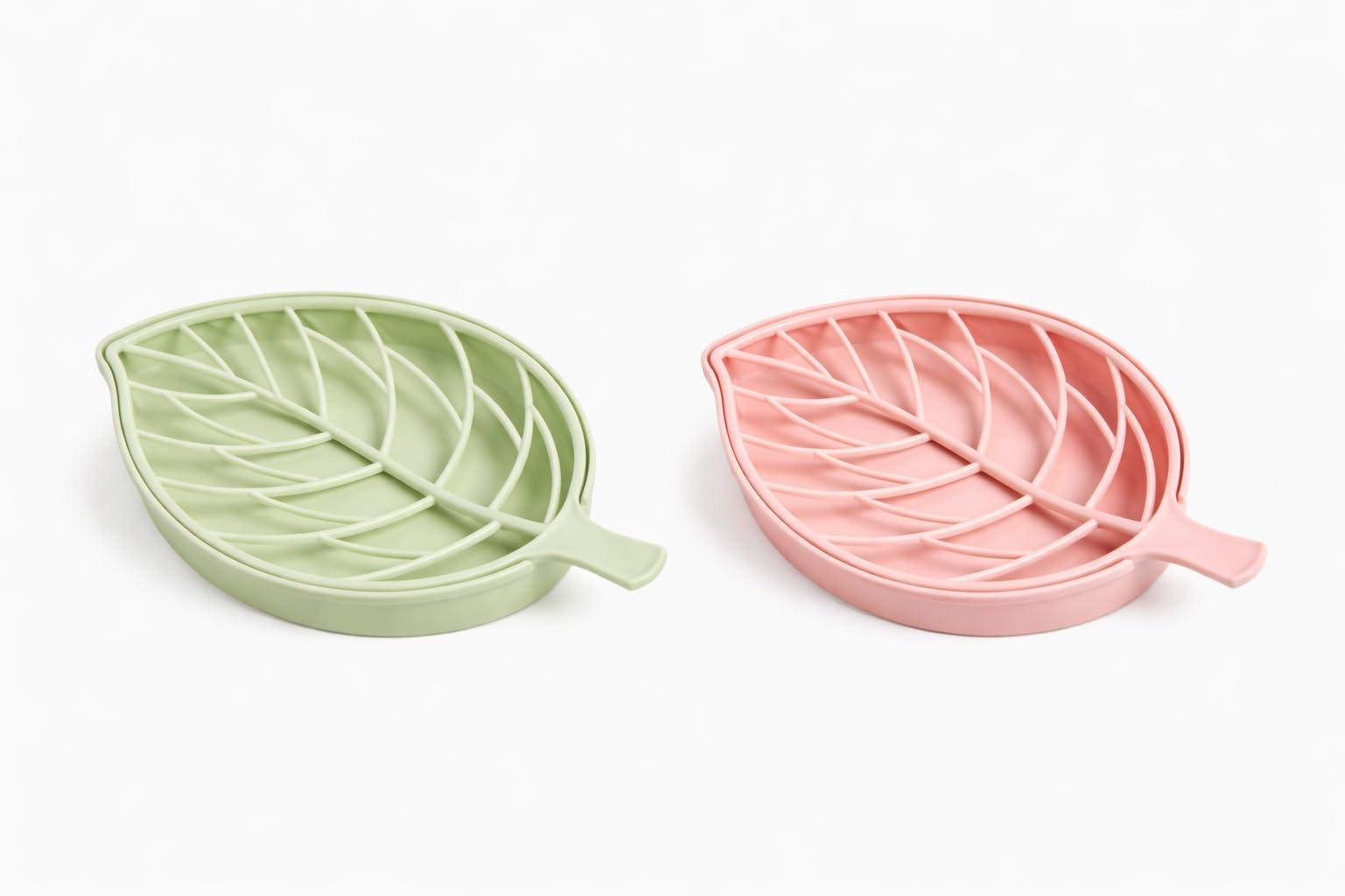 Double Layer Leaf Shape Soap Holder With Drain Tray Plastic Soap Dish With Removable Raised Rack Bathroom Kitchen Soap Storage P