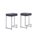 Best Master Furniture Dorrington Faux Leather Backless Counter Height Stool in Gray/Silver (Set of 2)