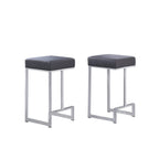 Best Master Furniture Dorrington Faux Leather Backless Counter Height Stool in Gray/Silver (Set of 2)