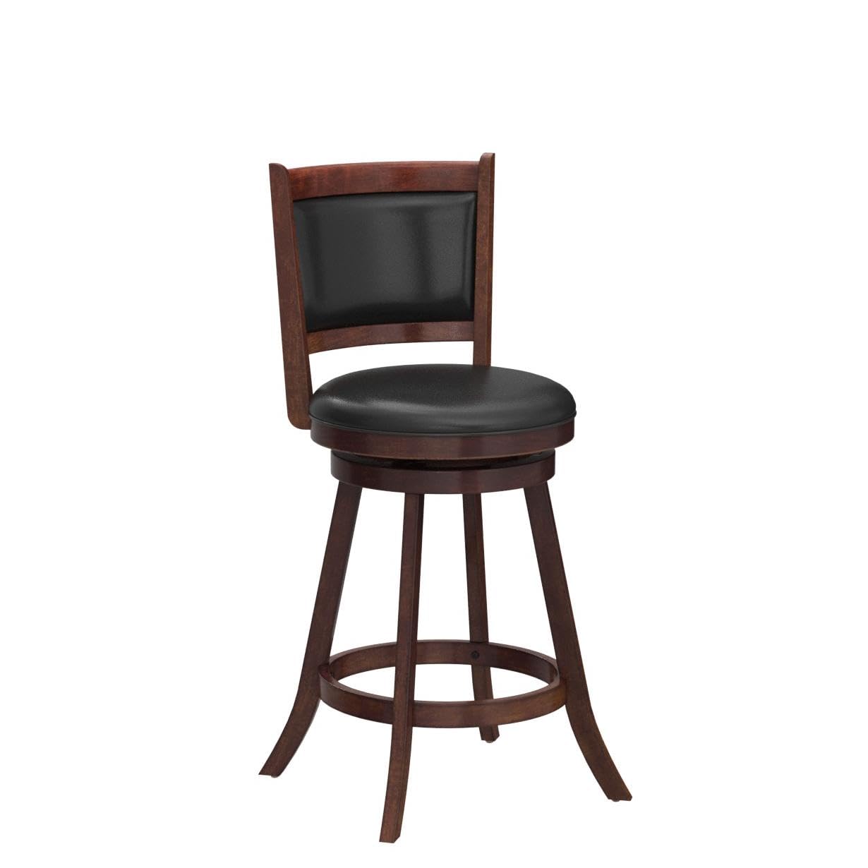 Costway Bar Stools Set Of 2, 360 Degree Swivel, Accent Wooden Swivel Seat Counter Height Bar Stool, Leather Upholstered Design, Pvc Cushioned Seat, Perfect For Dining And Living Room (Height 24')