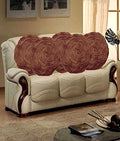 Hargunz Round Rose Design Cushion Covers  Set Of 5, Brown,