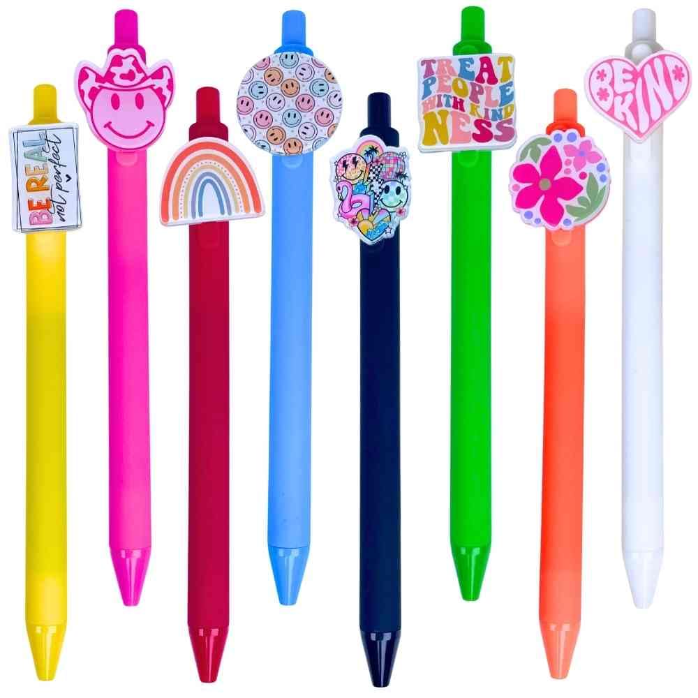 Yj Premiums 8 Pc Cute Pens Aesthetic Kawaii Cute Pen Smiley Cow Boy Rainbow Be Kind Flower For Office Work Note Taking Supplies