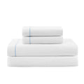 Tommy Hilfiger - Sheet Set, Cotton Percale Bedding with Matching Pillowcases, Crisp & Cool, Solid Design with Hem Stripe (White/