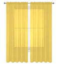 Decotex 2 Piece Solid Elegant Sheer Curtains Fully Stitched Panels Window Treatment Drape (54' X 84', Yellow)
