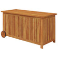 vidaXL Solid Acacia Wood Patio Storage Box with Wheels, Spacious Outdoor Garden Furniture Organizer with California Proposition 