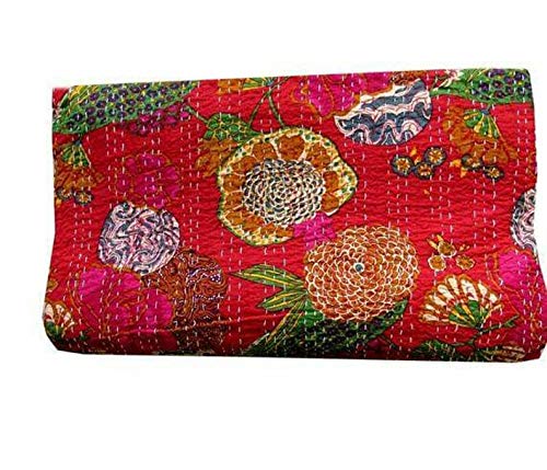 REGMESS Cotton Handmade Bedspread Kantha Quilt King Size Bohemian Bedspread Kantha Quilt Single(60 X90 INCH)