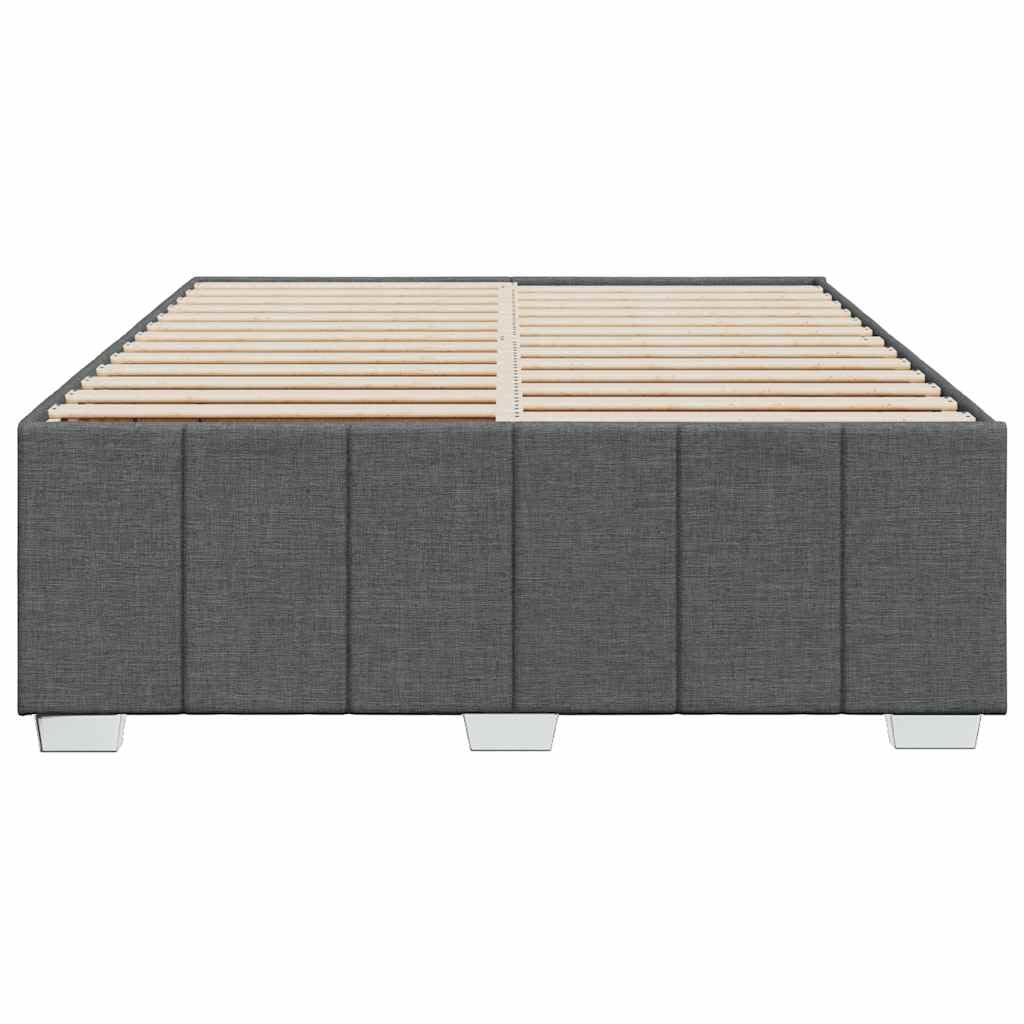 vidaXL Dark Gray Queen Upholstered Bed Frame - Stylish Slatted Mattress Base with Pine Wood Support