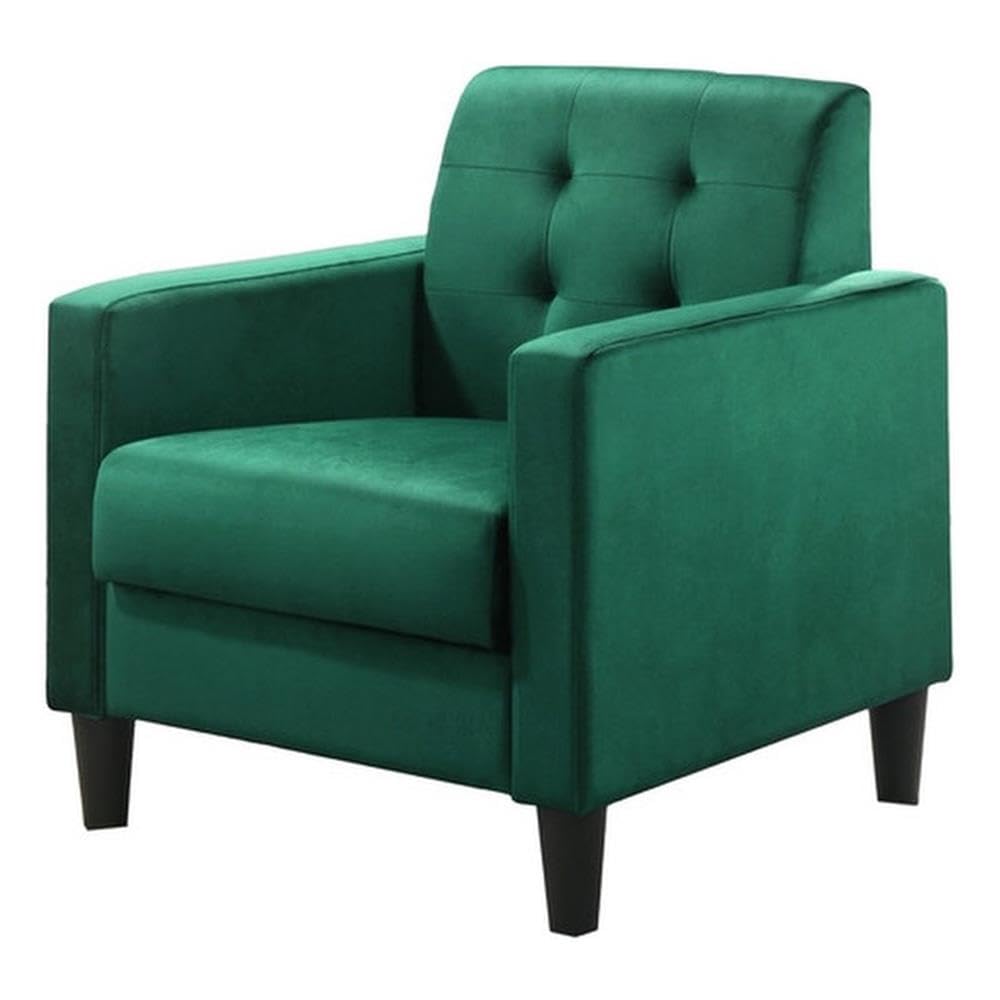 Lilola Home Hale Green Velvet Accent Armchair with Tufting