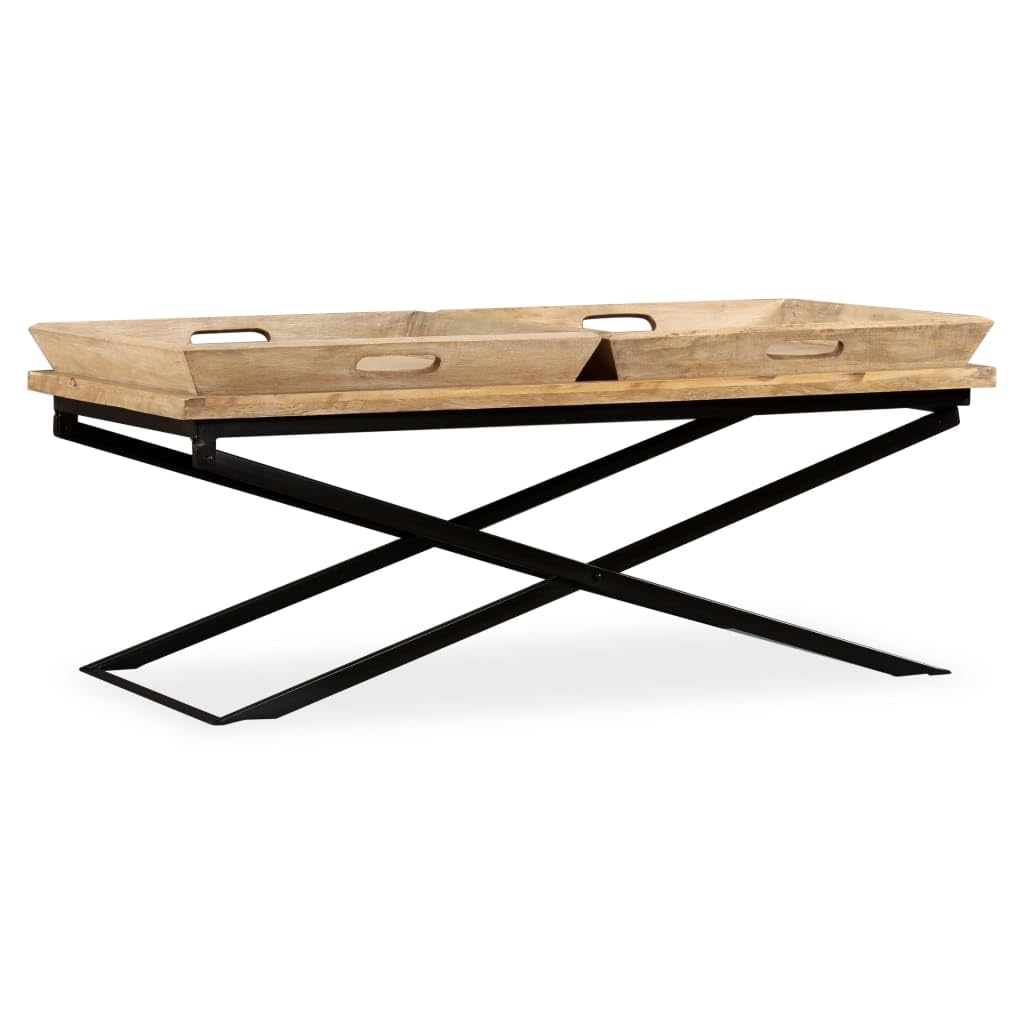 vidaXL Industrial-Style Solid Mango Wood Coffee Table - Thumbnail 2