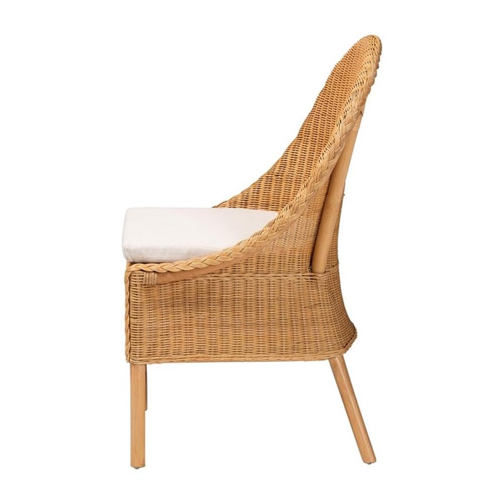bali & pari Bohemian Light Honey Rattan Dining Chair - Brown, Stylish Accent for Dining Room, Kitchen, or Living Space