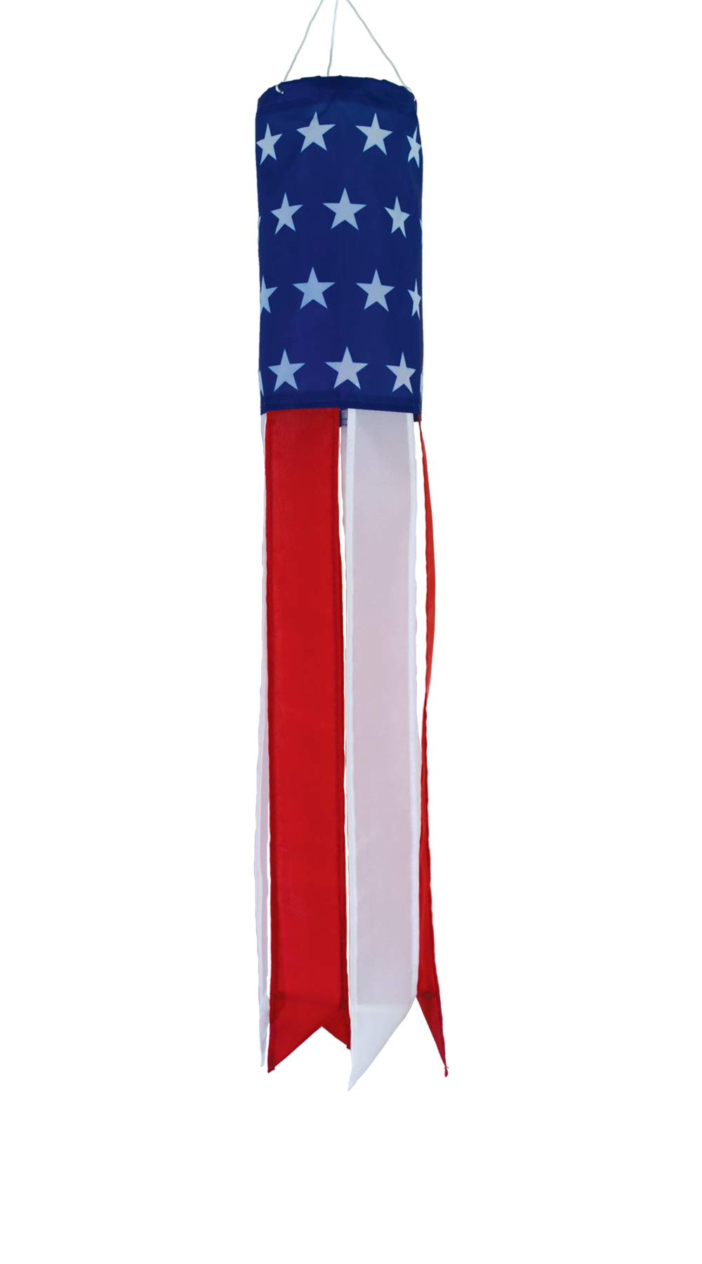 In The Breeze Stars And Stripes - 24 Inch Windsock - Patriotic Hanging Decoration - Red, White And Blue
