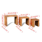 vidaXL Three-Piece Antique-Style Nesting Tables - Solid Mango Wood, Sturdy Construction, Versatile Usage, Space-Saving and Stackable Design, Unique Wood Grains