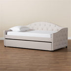 Baxton Studio Becker Modern and Contemporary Transitional Beige Fabric Upholstered Twin Size Daybed with Trundle