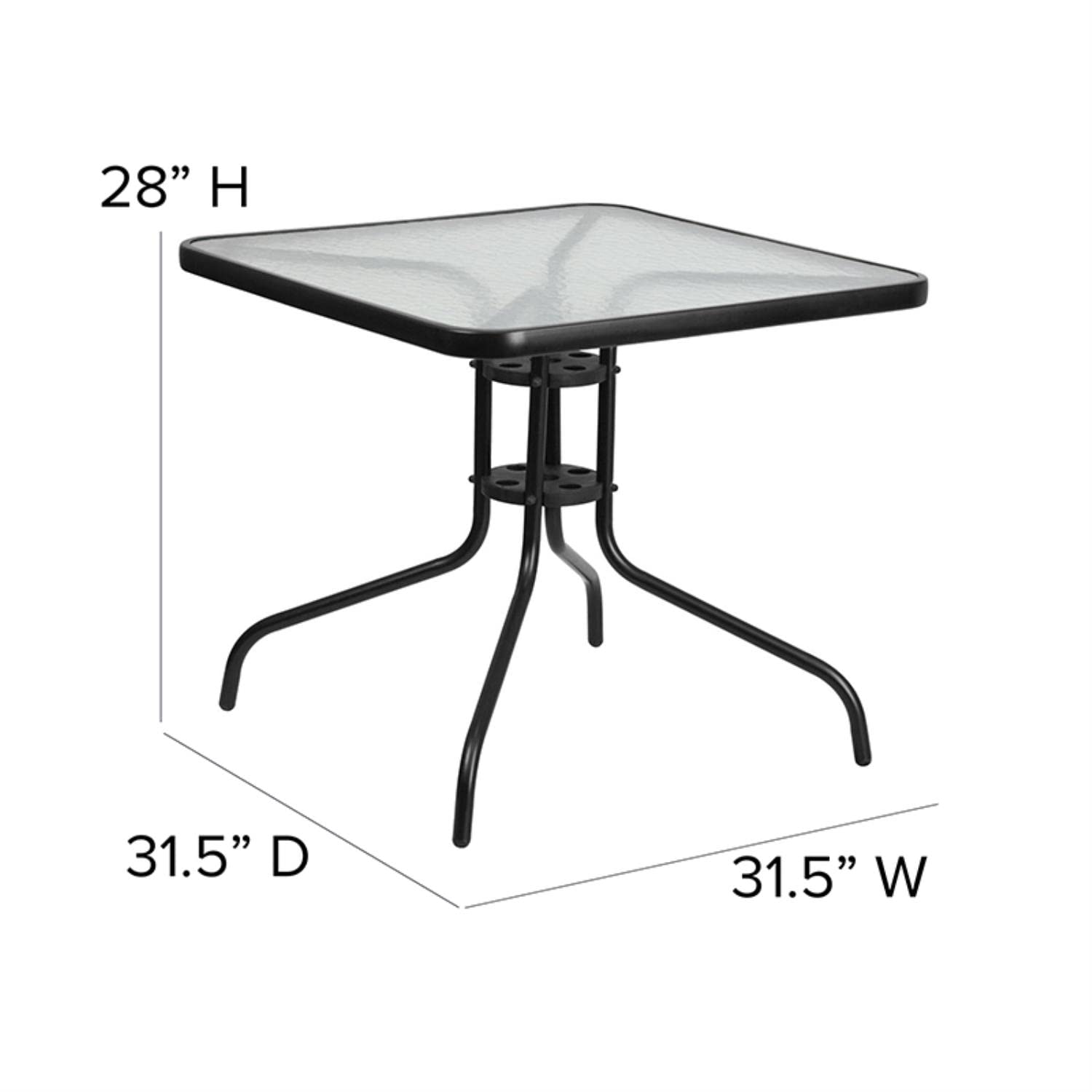 Flash Furniture Barker 31.5'' Square Tempered Glass Metal Table