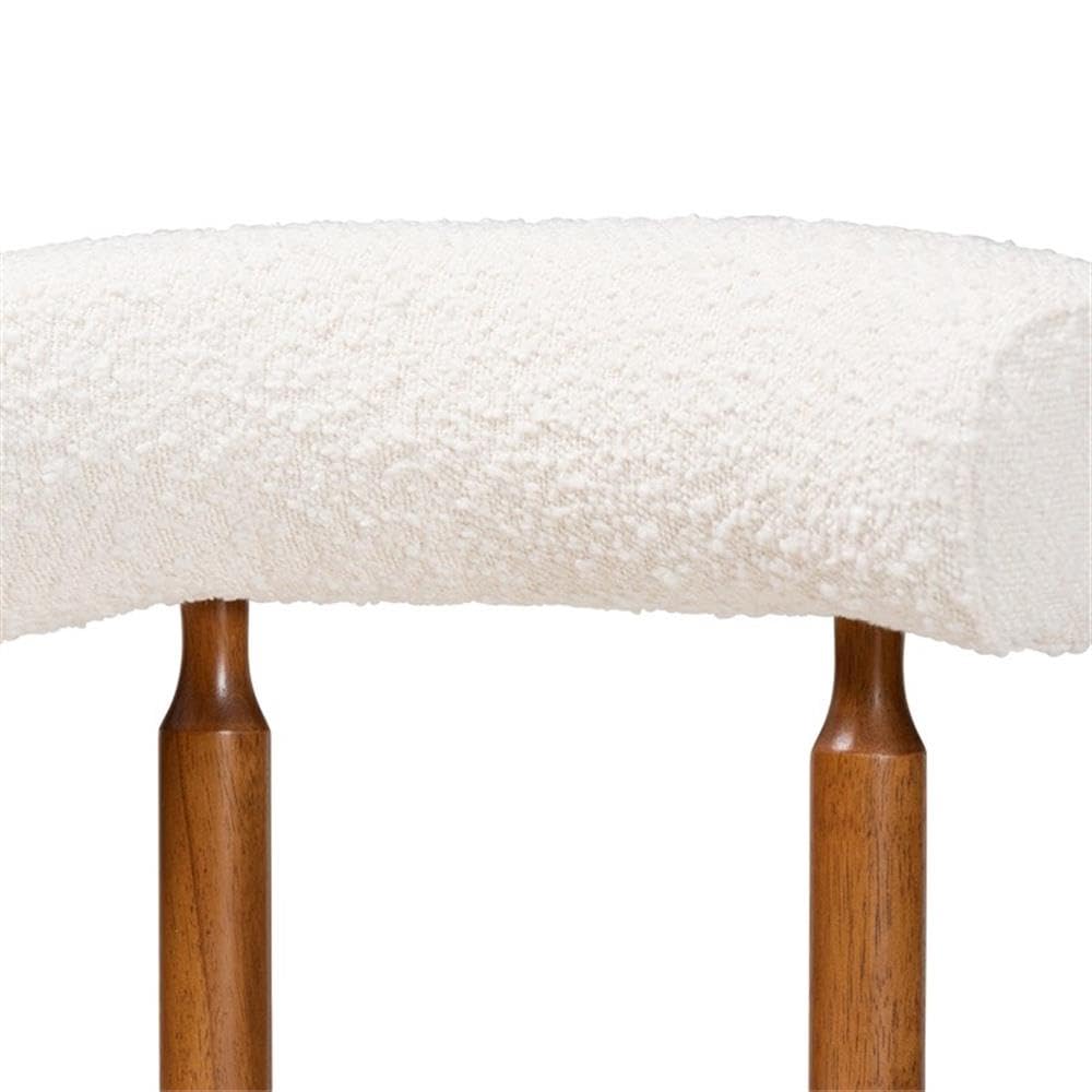 Baxton Studio Edric Modern Japandi Cream Boucle Fabric and Walnut Brown Finished Wood 2-Piece Dining Chair Set