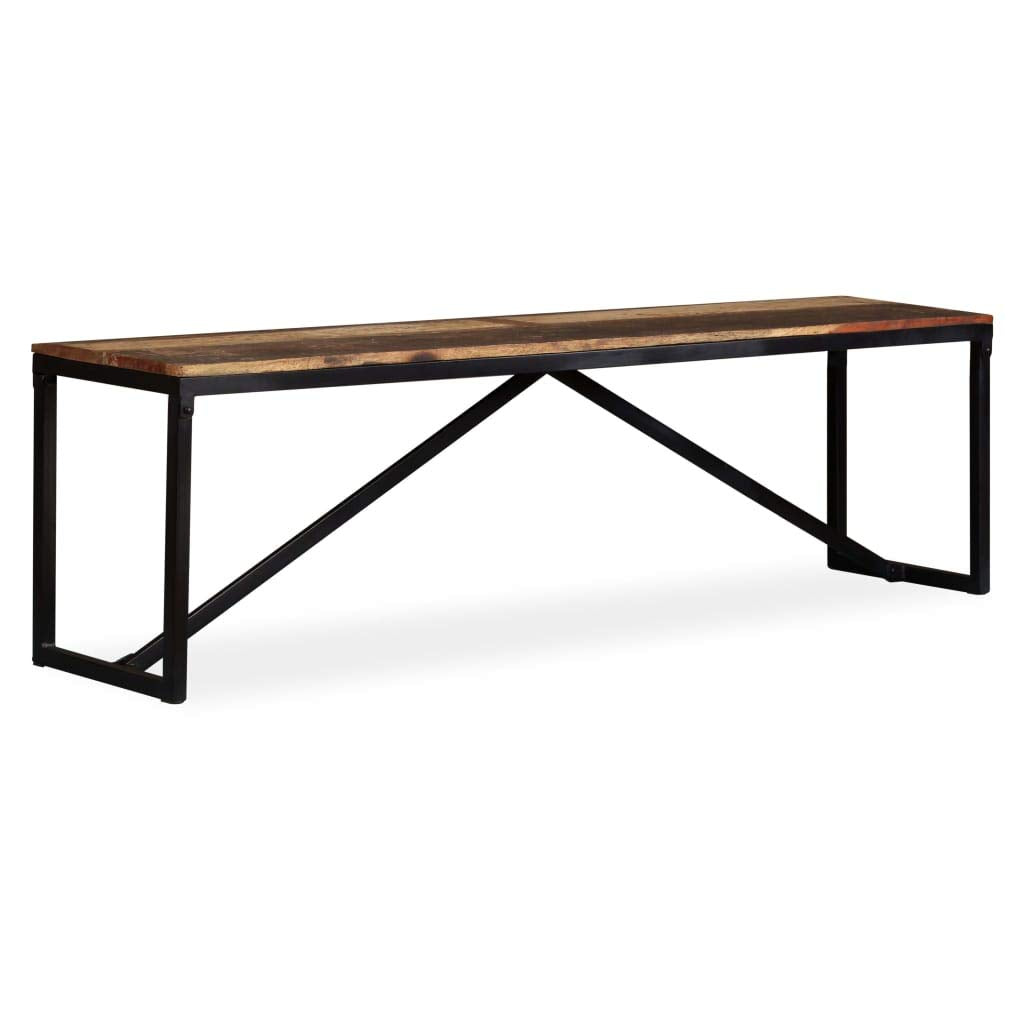 vidaXL Solid Reclaimed Wood Bench with Steel Legs, Industrial-Style, Vintage Charm, Easy Assembly, Multicolor, 63&quot;x13.8&quot;x17.7&quot;