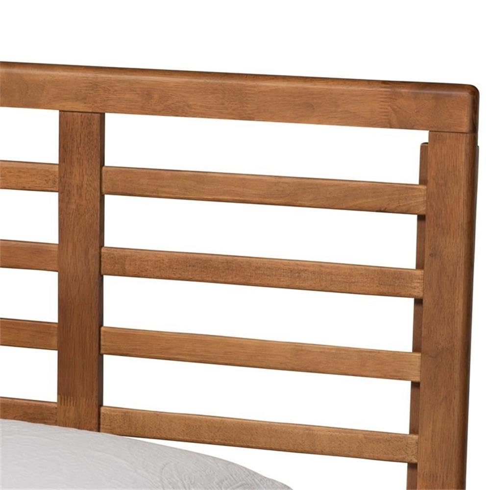 Baxton Studio Delia Mid-Century Modern Walnut Brown Finished Wood Twin Size Platform Bed