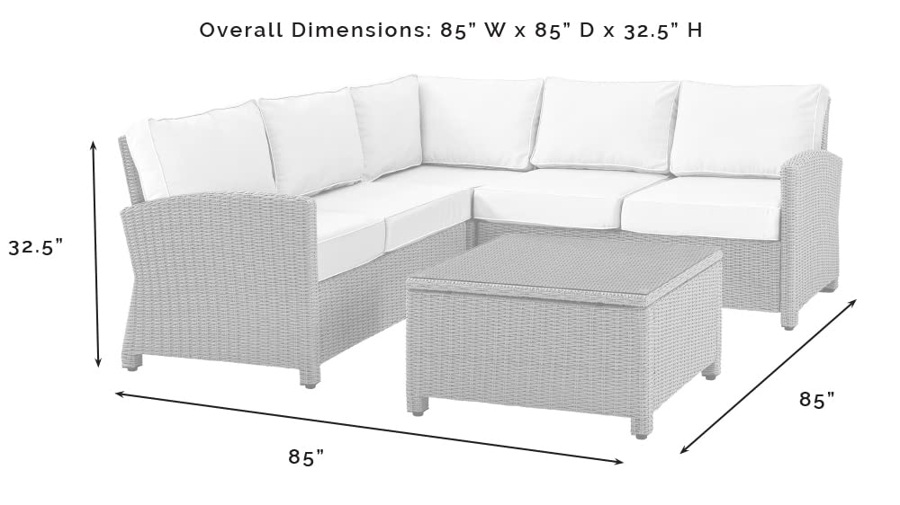 Crosley Furniture Bradenton 4-Piece Outdoor Sectional Sofa - Thumbnail 3