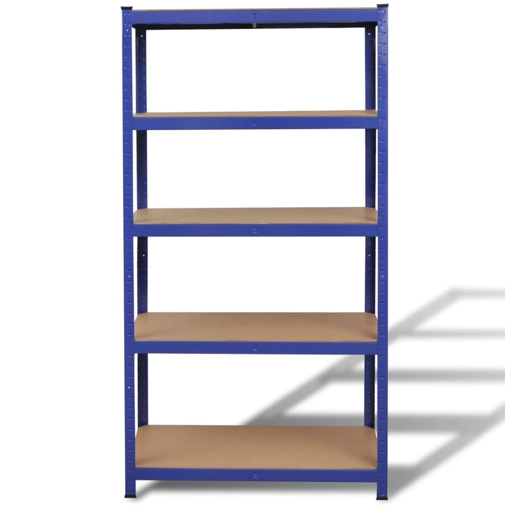 vidaXL 5-Layer Storage Shelf | Heavy Duty Blue Steel & Engineered Wood Construction | High Load Capacity up to 1929 lb | Adjustable Assembly | Ideal for Kitchens, Offices, Basements | Corrosion Re...
