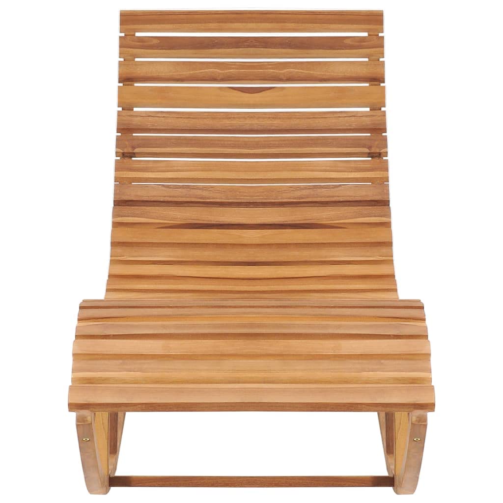 vidaXL Rocking Sun Lounger - Solid Teak Wood with Cushion - Fine-Sanded Finish - Perfect for Garden, Patio, Balcony - Brown Gray Check Pattern