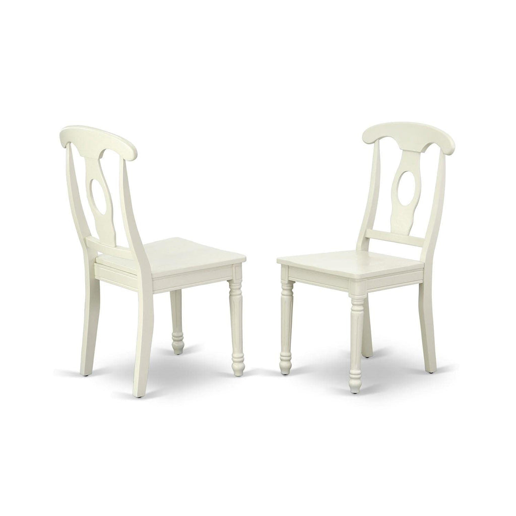East West Furniture Dlke3-Lwh-W 3 Piece Dining Room Table Set Contains A Round Kitchen Table With Dropleaf And 2 Dining Chairs, 42X42 Inch, Linen White