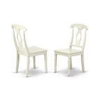 East West Furniture Dlke3-Lwh-W 3 Piece Dining Room Table Set Contains A Round Kitchen Table With Dropleaf And 2 Dining Chairs, 42X42 Inch, Linen White