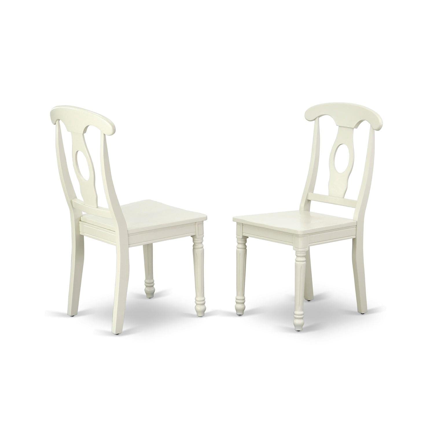 East West Furniture Dlke3-Lwh-W 3 Piece Dining Room Table Set Contains A Round Kitchen Table With Dropleaf And 2 Dining Chairs, 42X42 Inch, Linen White