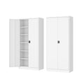 Fesbos Metal Storage Cabinet-72” Tall Steel File Cabinets With Lockable Doors And Adjustable Shelves-White Steel Storage Cabinet For Kitchen, Office, Garage