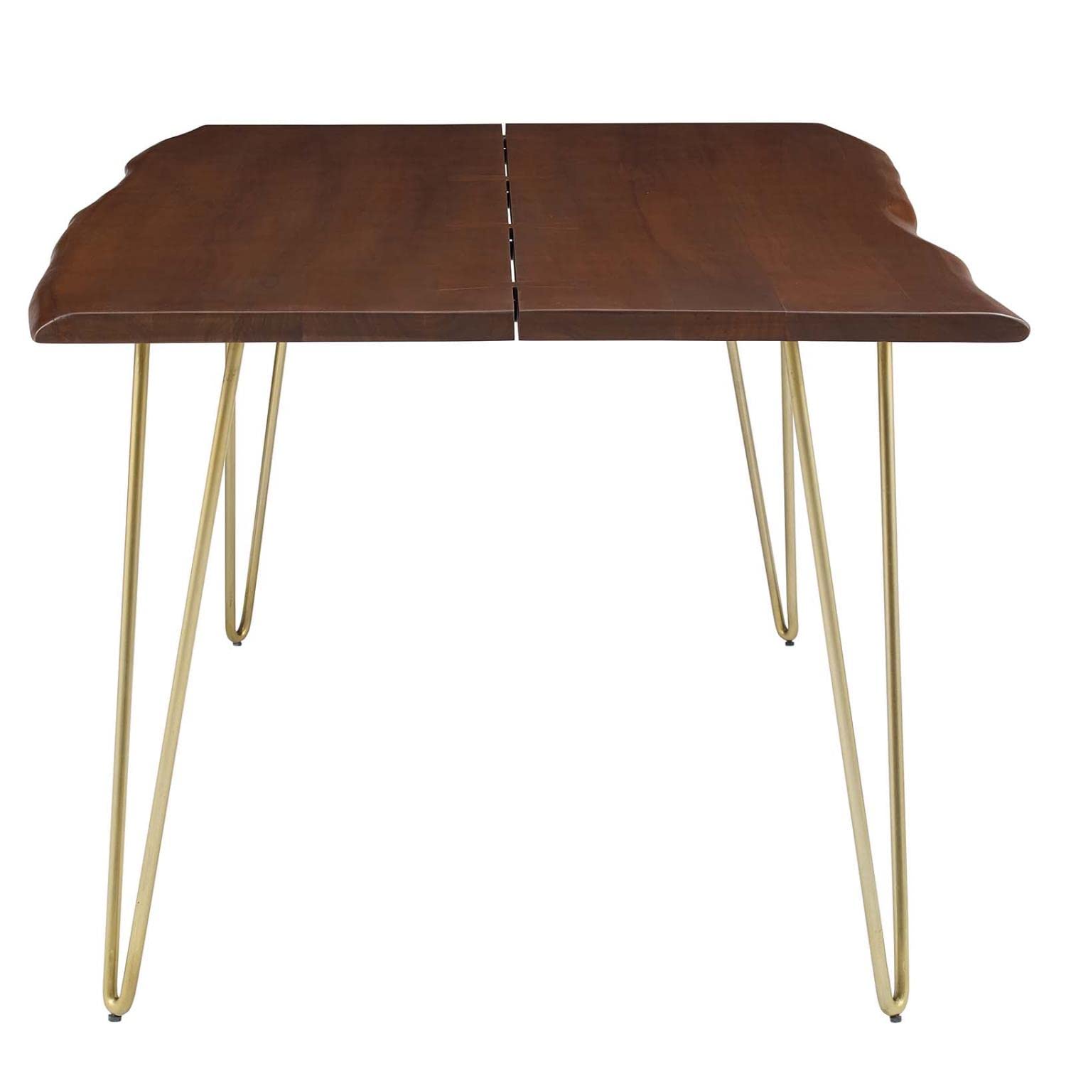 Modway Ardor 74&Quot; Live Edge Acacia Wood Rectangular Dining Table In Gold Walnut